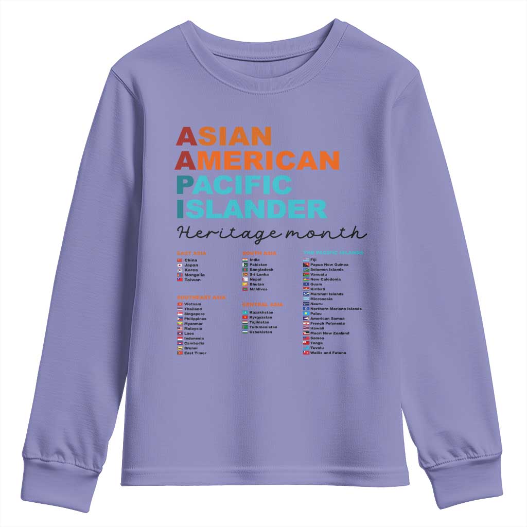 AAPI Heritage Month Youth Sweatshirt Asian American and Pacific Islander Countries Pride