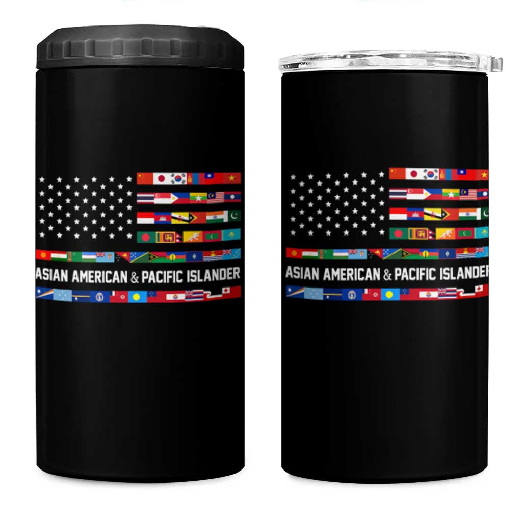 AAPI Heritage Month 4 in 1 Can Cooler Tumbler Asian American and Pacific Islander USA Flag