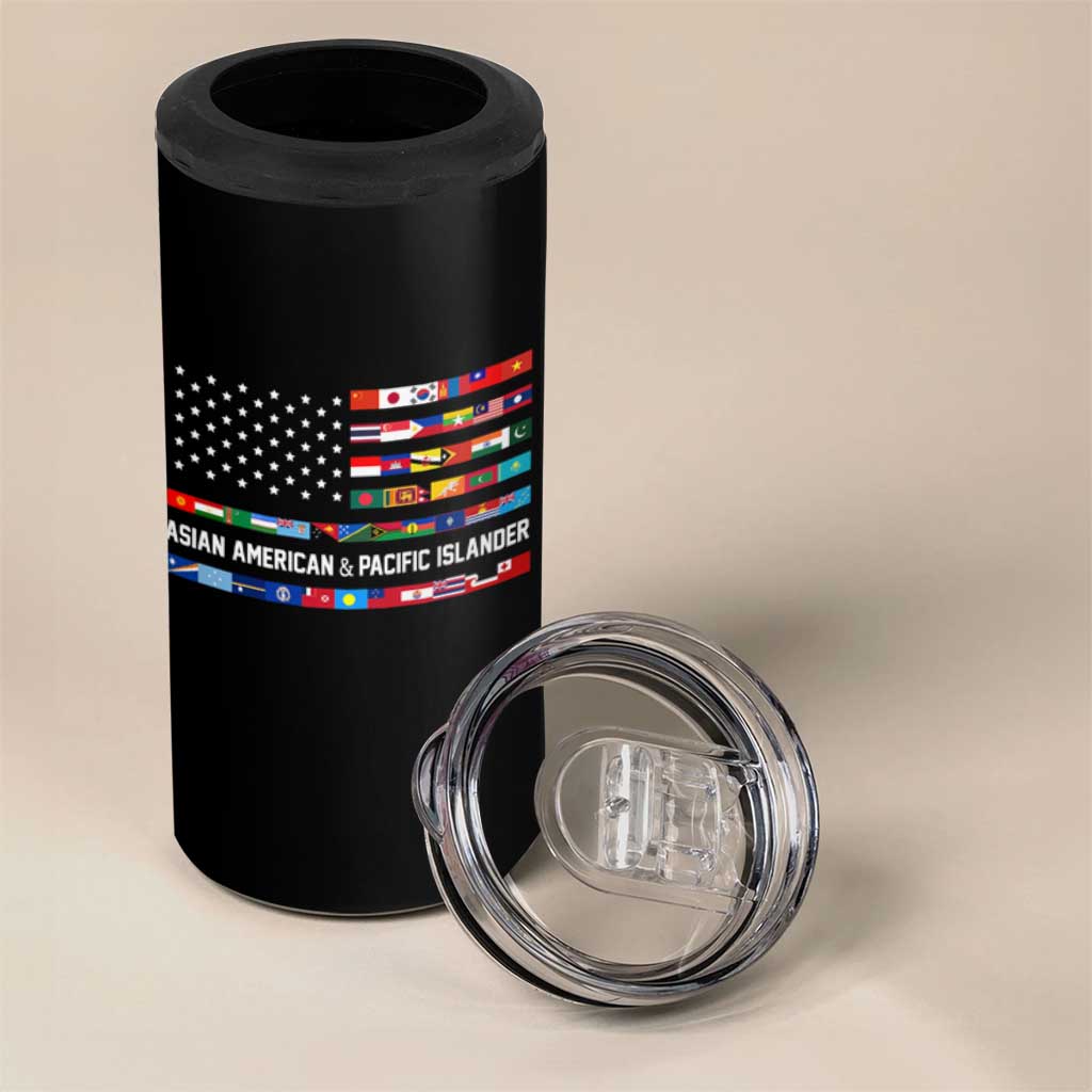 AAPI Heritage Month 4 in 1 Can Cooler Tumbler Asian American and Pacific Islander USA Flag