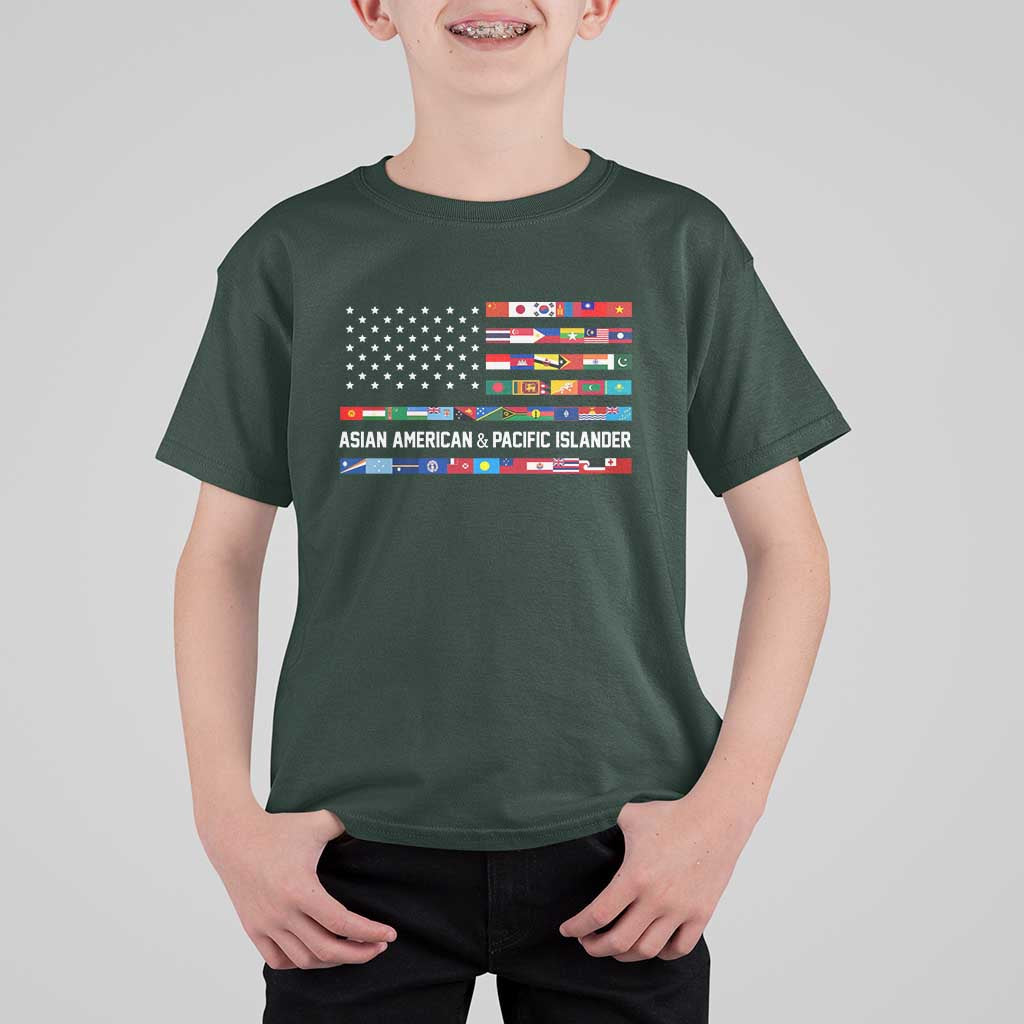 AAPI Heritage Month T Shirt For Kid Asian American and Pacific Islander USA Flag
