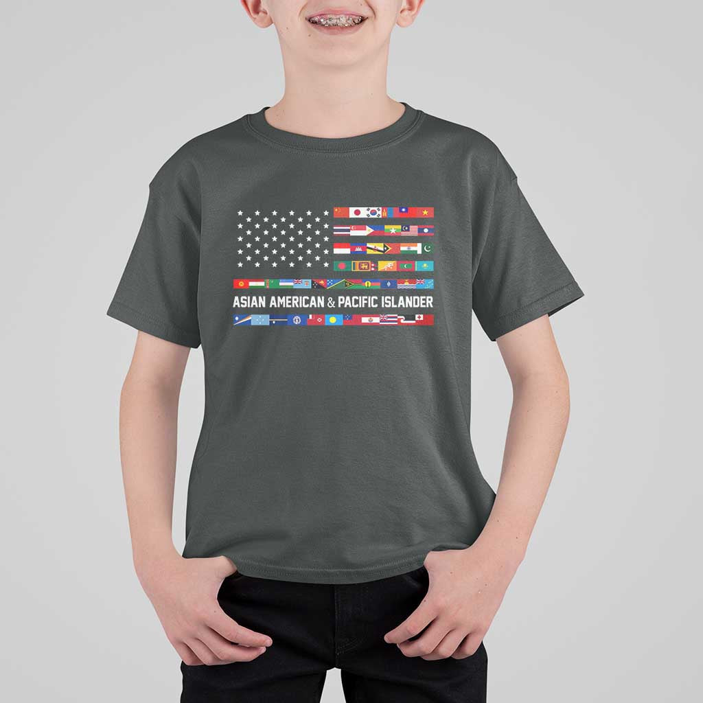 AAPI Heritage Month T Shirt For Kid Asian American and Pacific Islander USA Flag