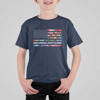 AAPI Heritage Month T Shirt For Kid Asian American and Pacific Islander USA Flag
