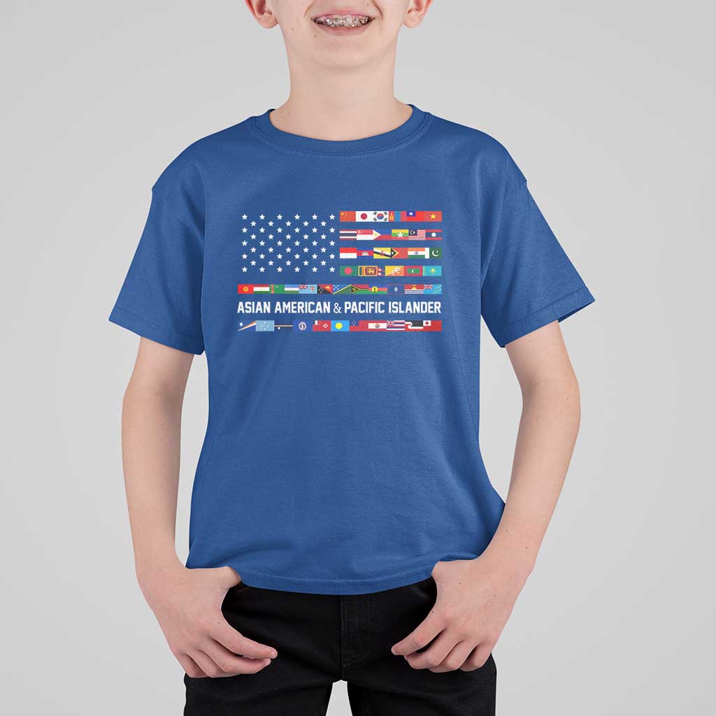 AAPI Heritage Month T Shirt For Kid Asian American and Pacific Islander USA Flag