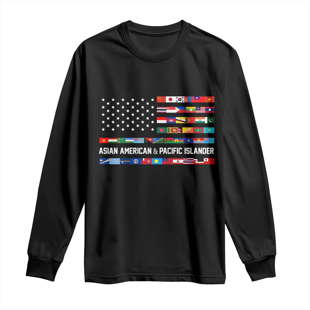 AAPI Heritage Month Long Sleeve Shirt Asian American and Pacific Islander USA Flag