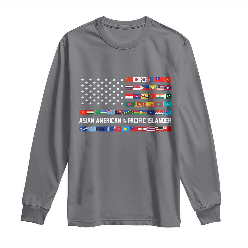 AAPI Heritage Month Long Sleeve Shirt Asian American and Pacific Islander USA Flag