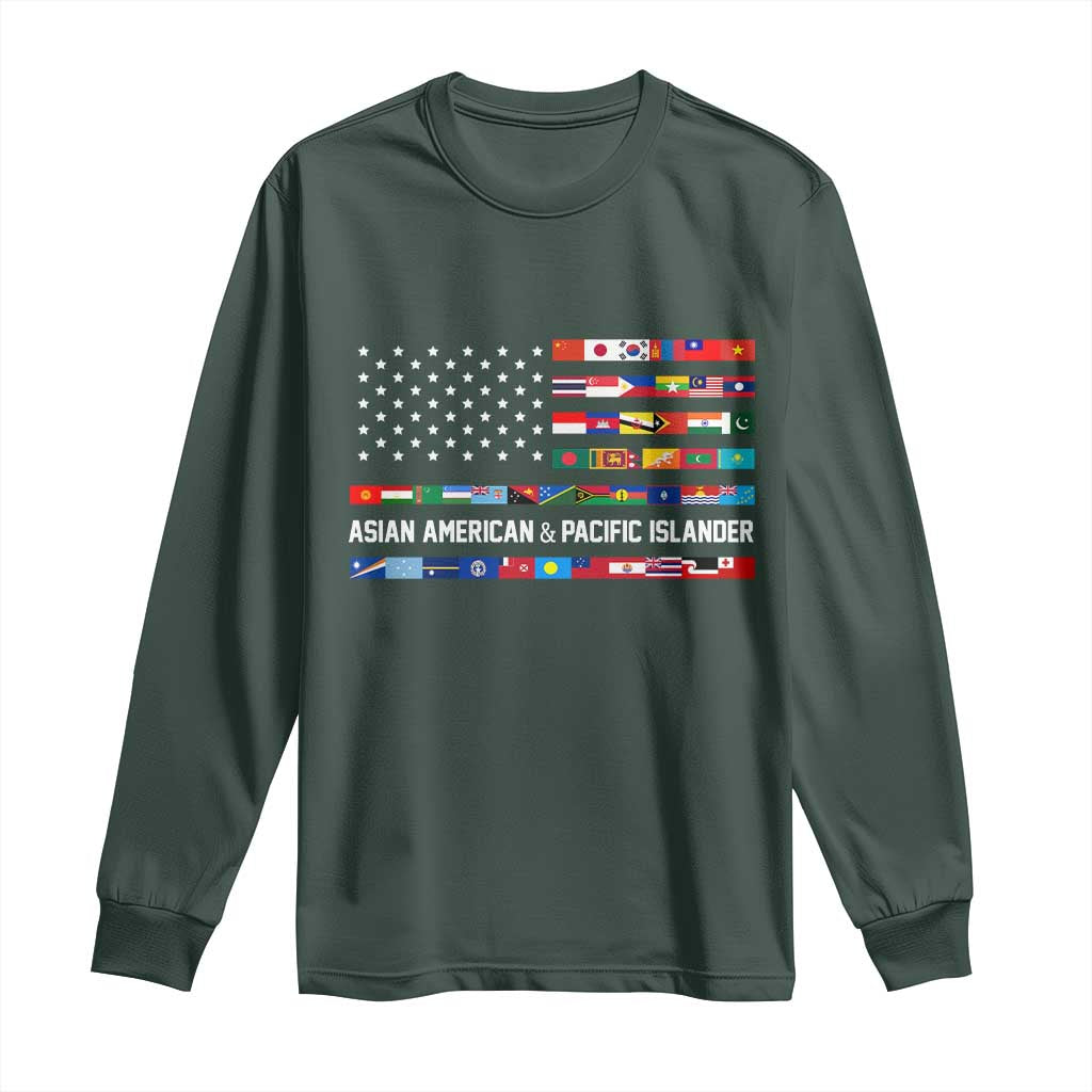 AAPI Heritage Month Long Sleeve Shirt Asian American and Pacific Islander USA Flag