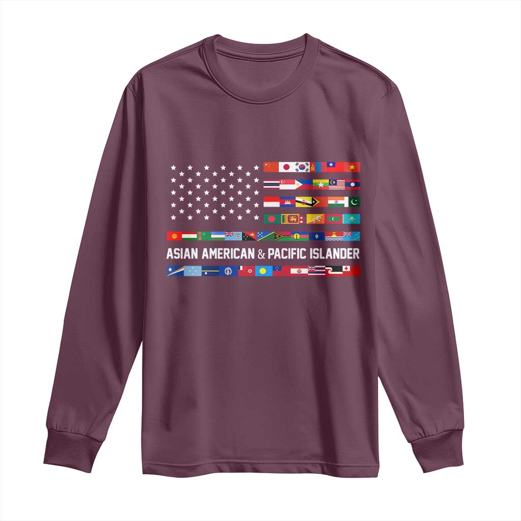 AAPI Heritage Month Long Sleeve Shirt Asian American and Pacific Islander USA Flag