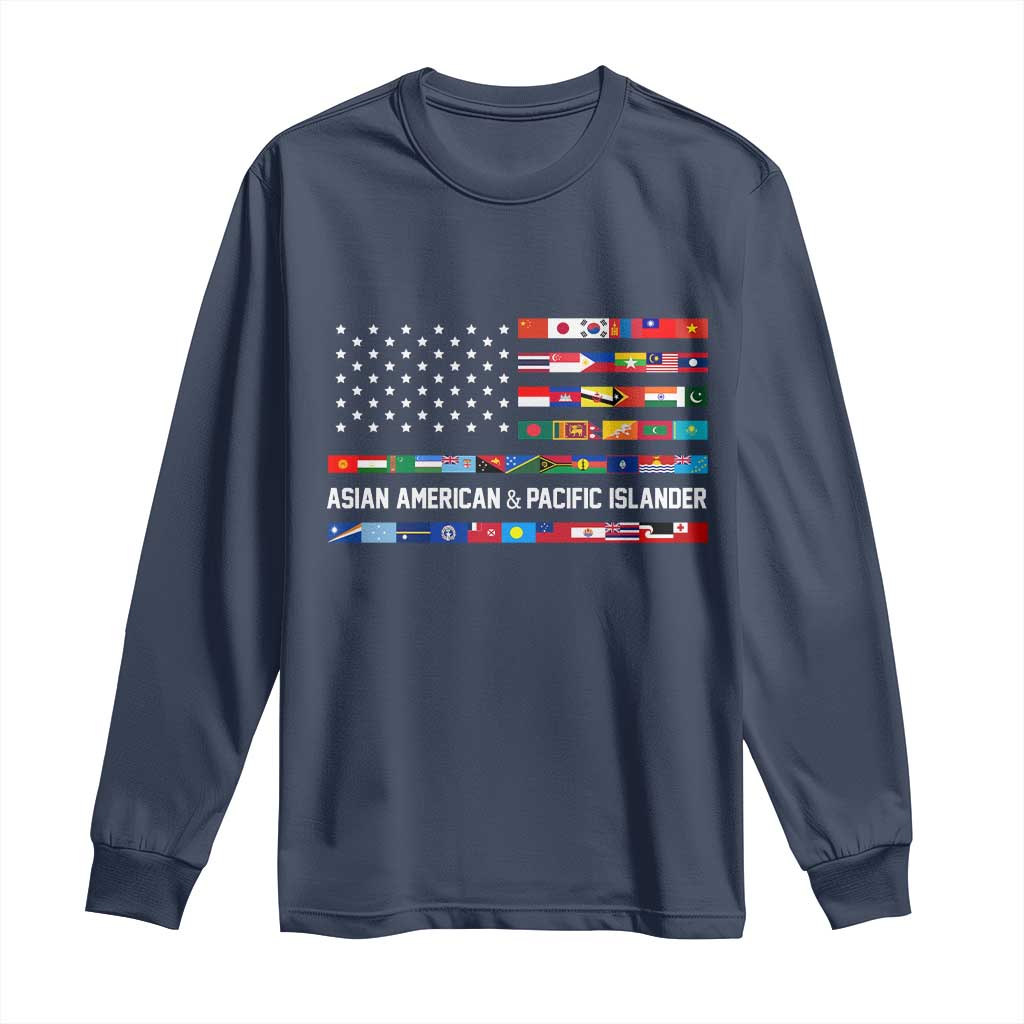AAPI Heritage Month Long Sleeve Shirt Asian American and Pacific Islander USA Flag