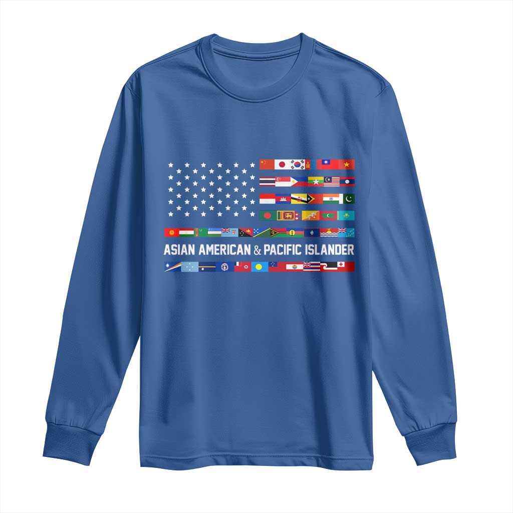 AAPI Heritage Month Long Sleeve Shirt Asian American and Pacific Islander USA Flag
