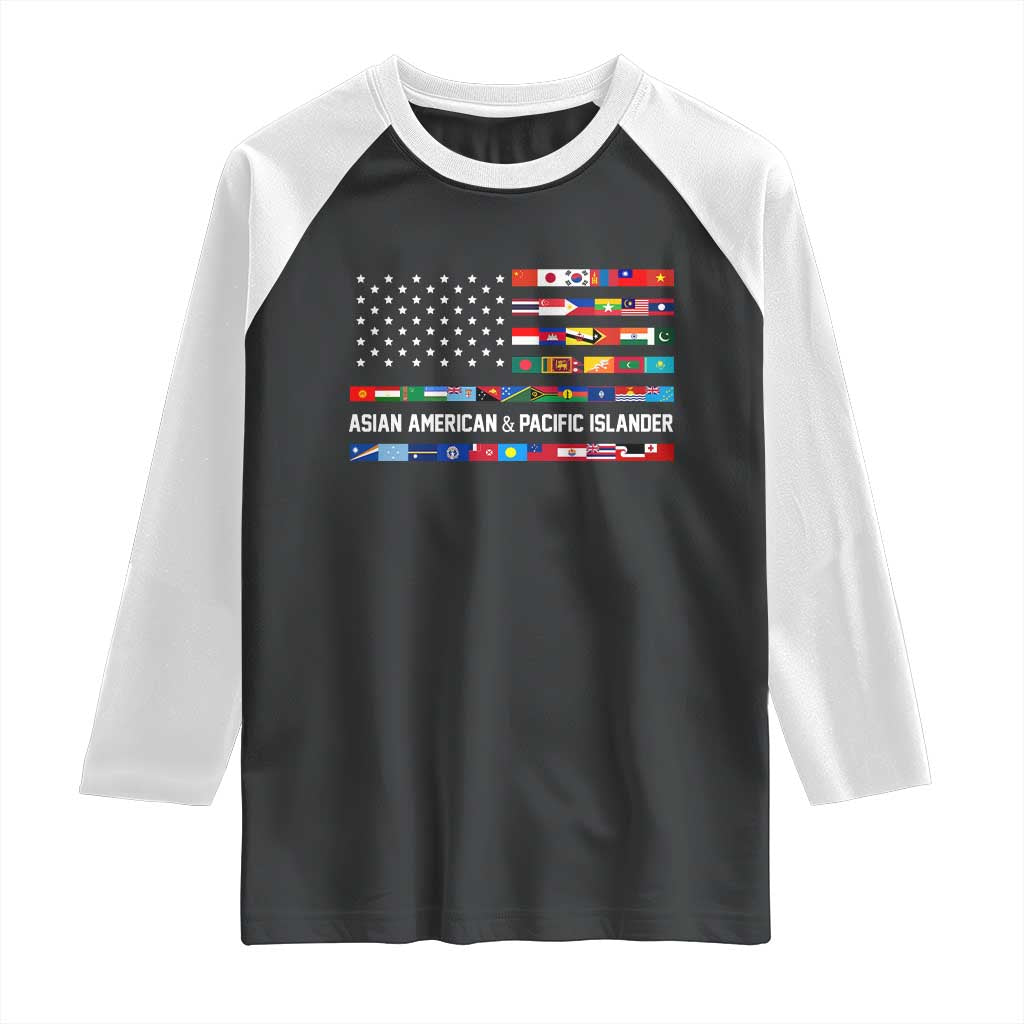 AAPI Heritage Month Raglan Shirt Asian American and Pacific Islander USA Flag