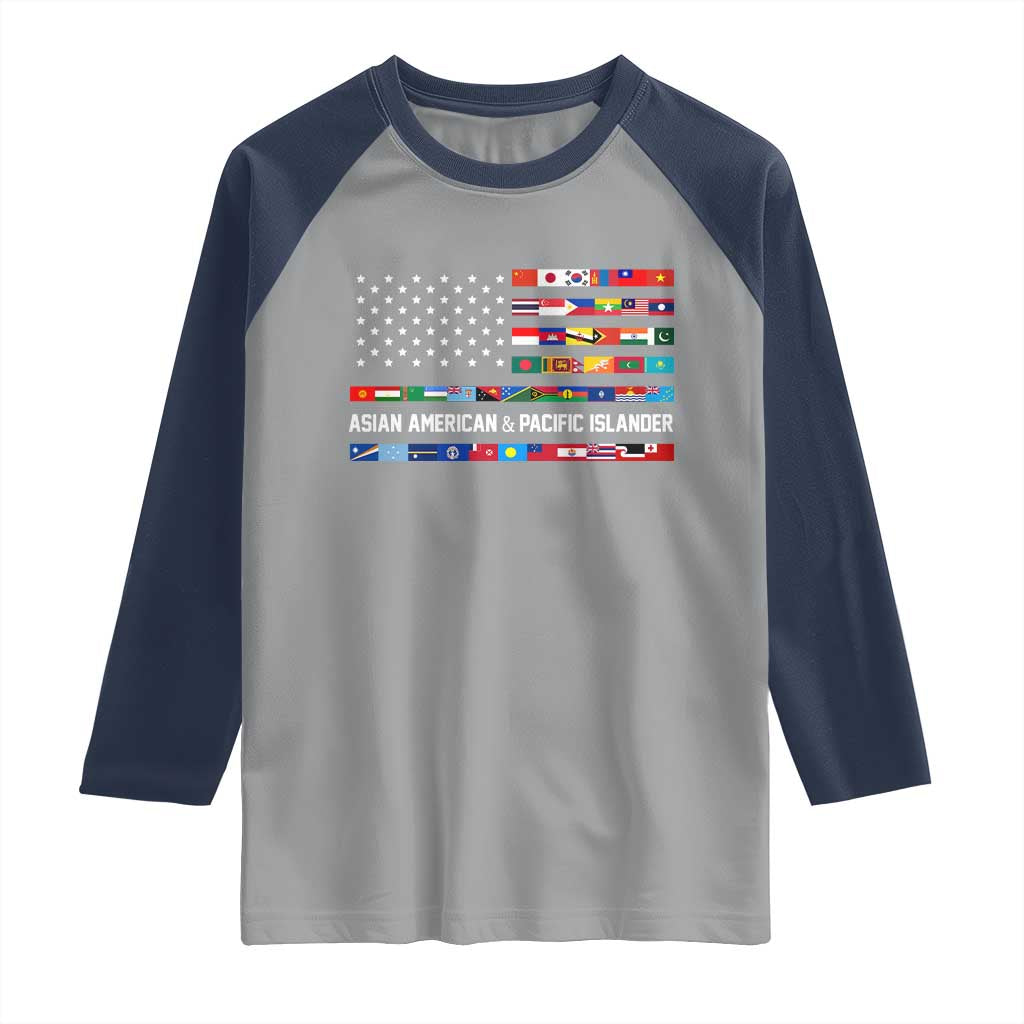 AAPI Heritage Month Raglan Shirt Asian American and Pacific Islander USA Flag