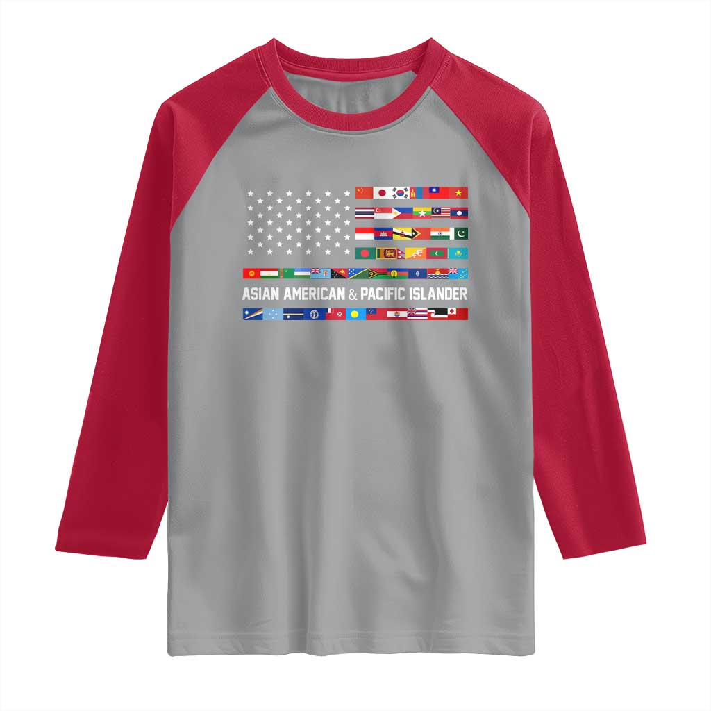 AAPI Heritage Month Raglan Shirt Asian American and Pacific Islander USA Flag