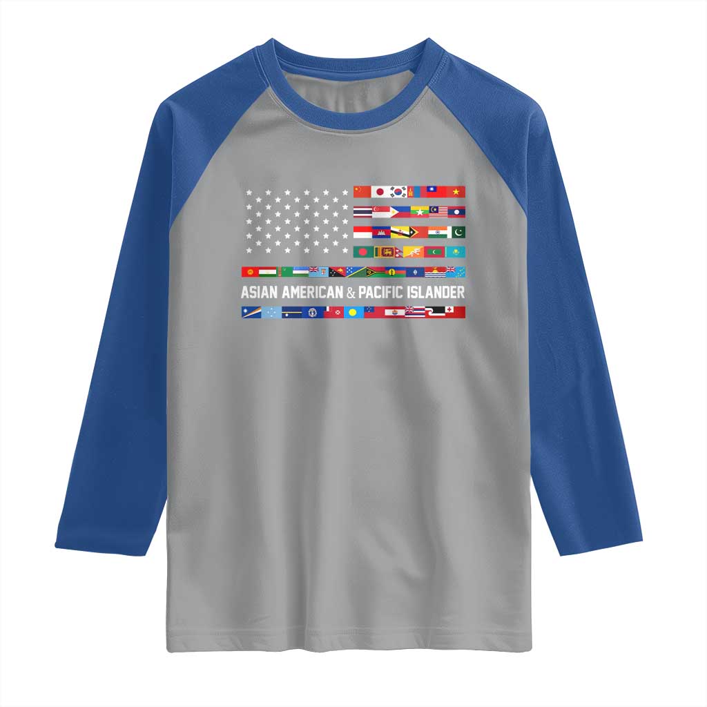 AAPI Heritage Month Raglan Shirt Asian American and Pacific Islander USA Flag