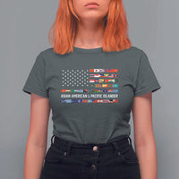 AAPI Heritage Month T Shirt For Women Asian American and Pacific Islander USA Flag