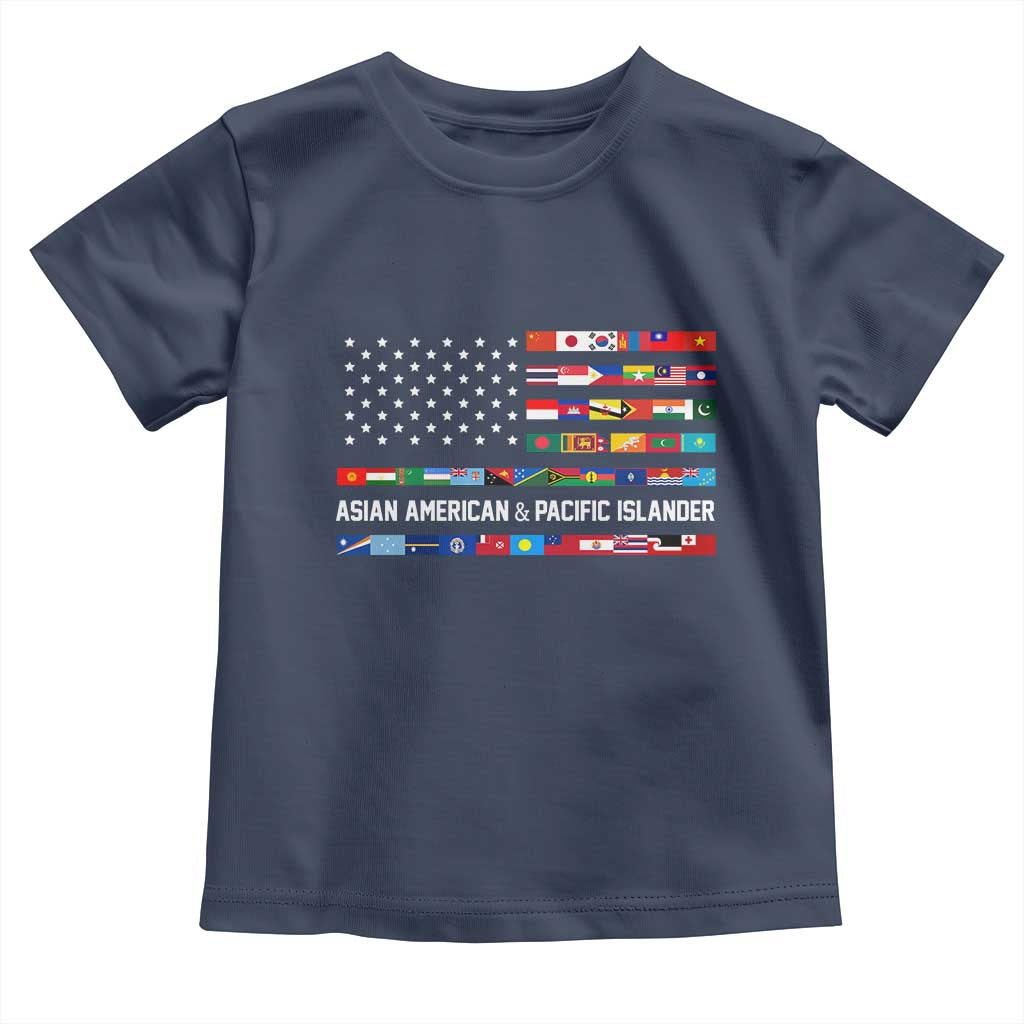 AAPI Heritage Month Toddler T Shirt Asian American and Pacific Islander USA Flag
