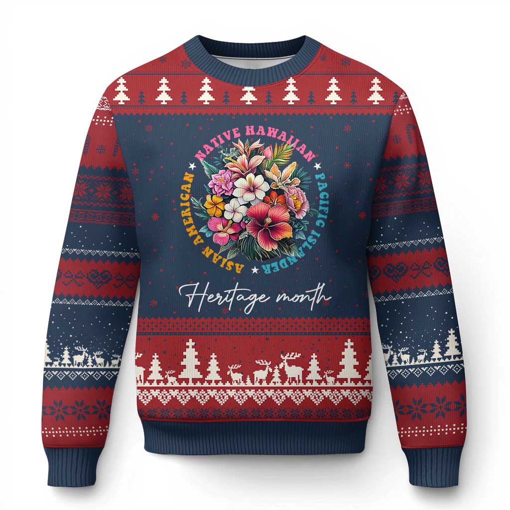 AAPI Heritage Month Ugly Christmas Sweater Asian American Native Hawaiian Pacific Islander Vintage - Wonder Print Shop