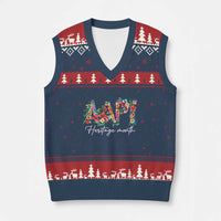 AAPI Heritage Month V-Neck Knit Sweater Vest Retro Elegant Floral Asian American Pacific Islander - Wonder Print Shop