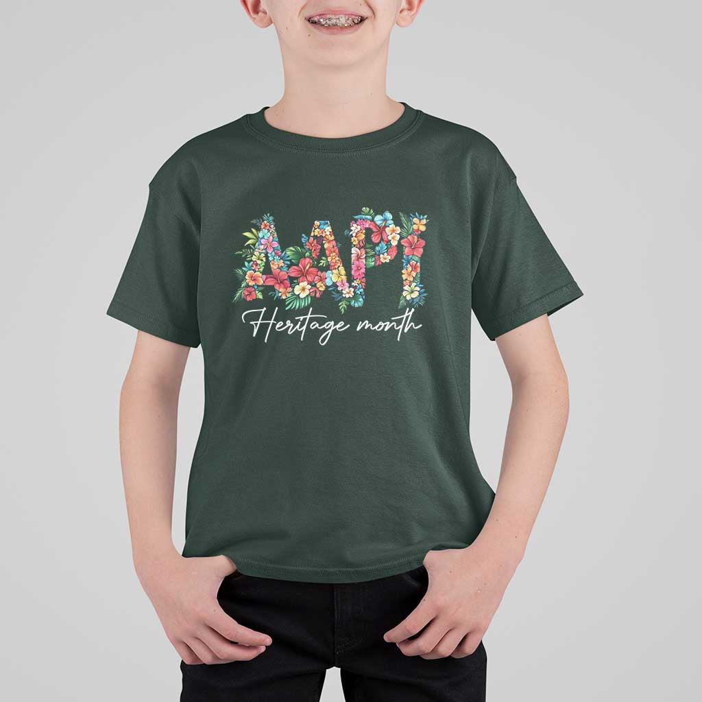 AAPI Heritage Month T Shirt For Kid Retro Elegant Floral Asian American Pacific Islander