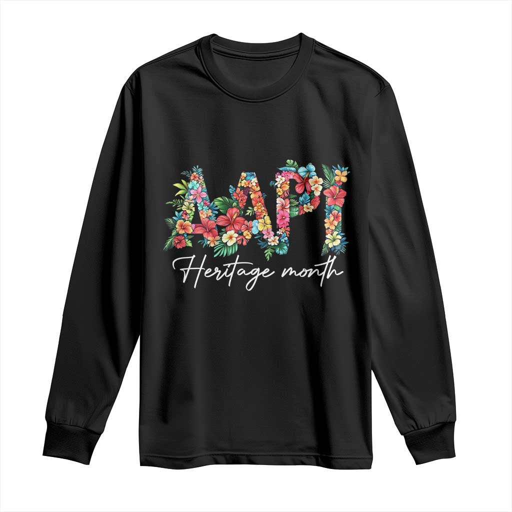 AAPI Heritage Month Long Sleeve Shirt Retro Elegant Floral Asian American Pacific Islander