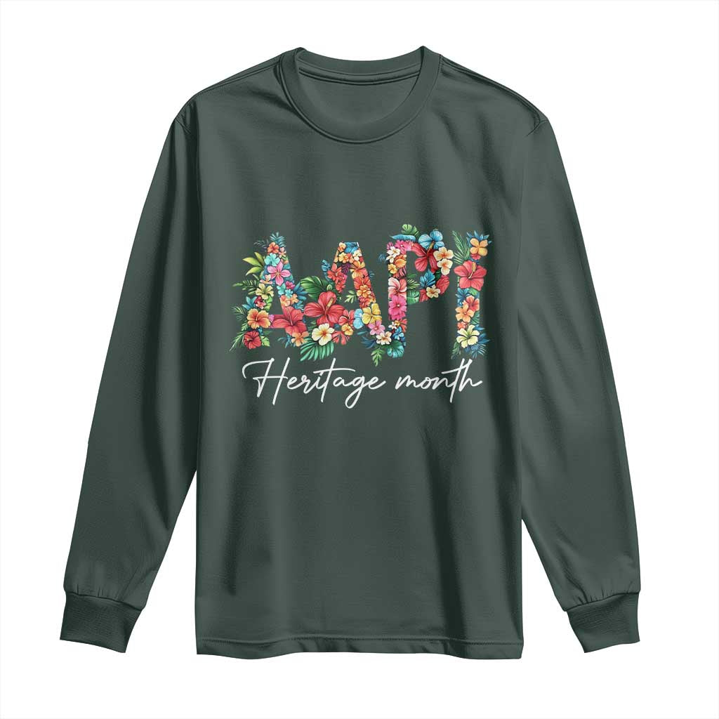 AAPI Heritage Month Long Sleeve Shirt Retro Elegant Floral Asian American Pacific Islander