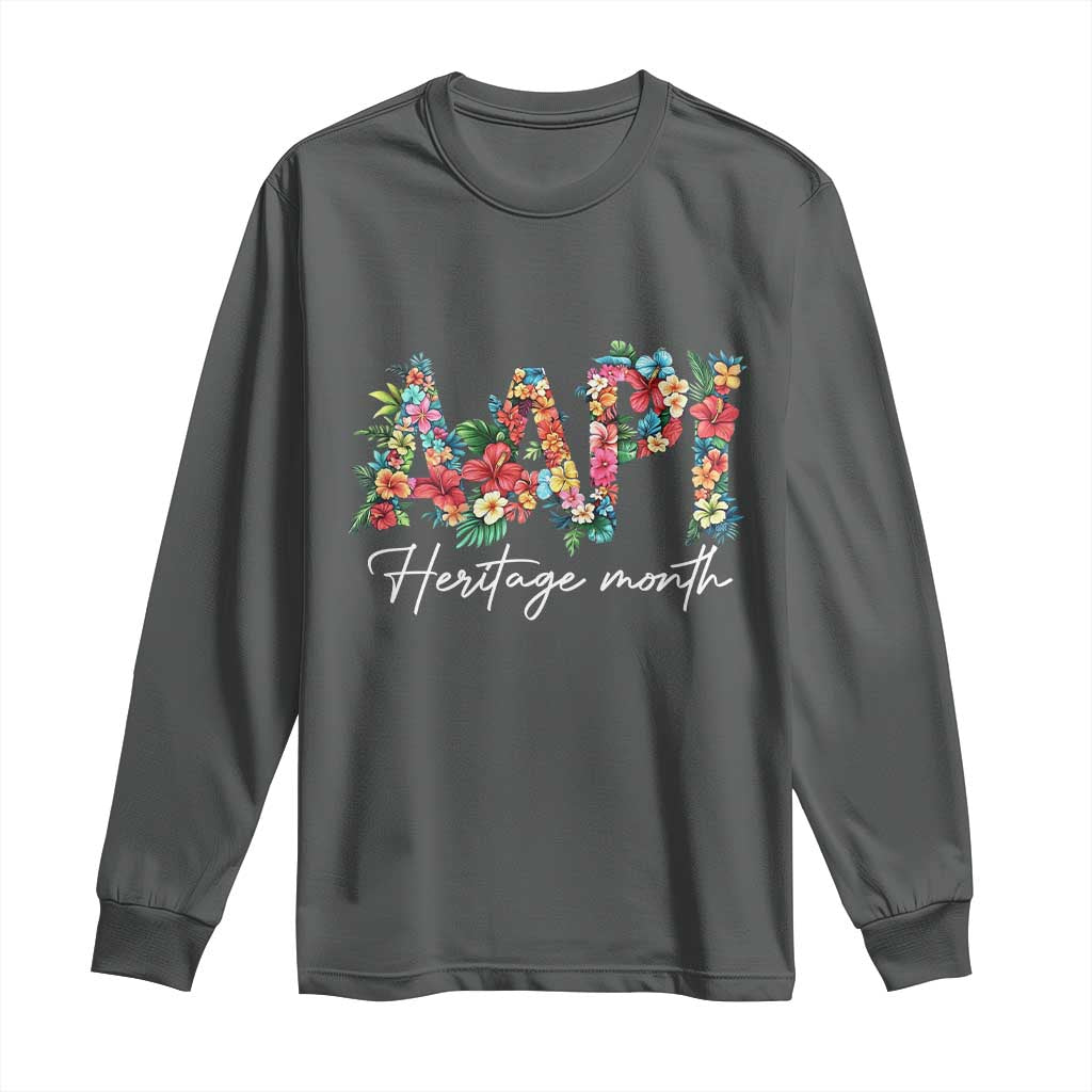 AAPI Heritage Month Long Sleeve Shirt Retro Elegant Floral Asian American Pacific Islander