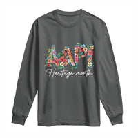 AAPI Heritage Month Long Sleeve Shirt Retro Elegant Floral Asian American Pacific Islander