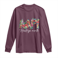 AAPI Heritage Month Long Sleeve Shirt Retro Elegant Floral Asian American Pacific Islander