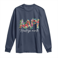 AAPI Heritage Month Long Sleeve Shirt Retro Elegant Floral Asian American Pacific Islander