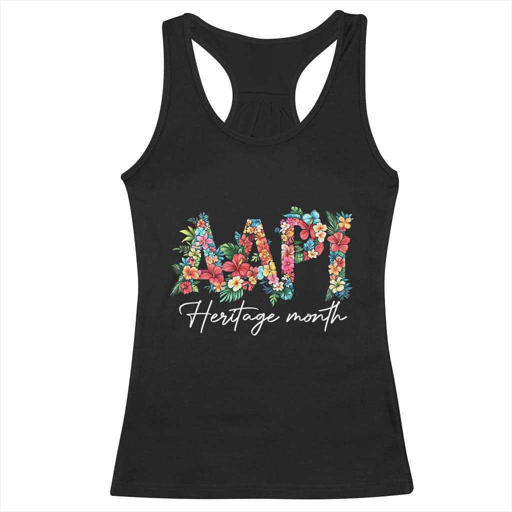 AAPI Heritage Month Racerback Tank Top Retro Elegant Floral Asian American Pacific Islander