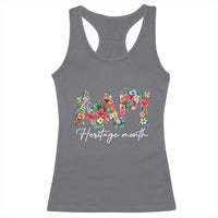 AAPI Heritage Month Racerback Tank Top Retro Elegant Floral Asian American Pacific Islander