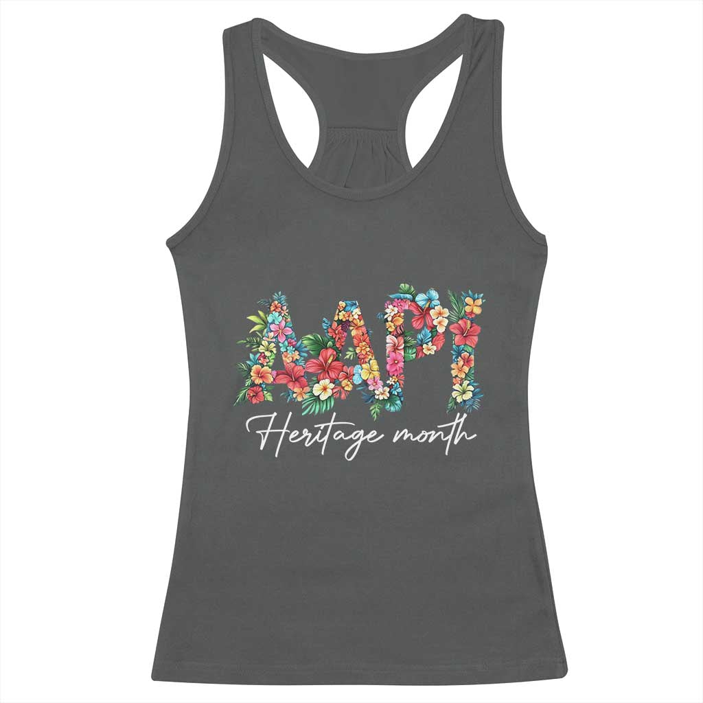 AAPI Heritage Month Racerback Tank Top Retro Elegant Floral Asian American Pacific Islander