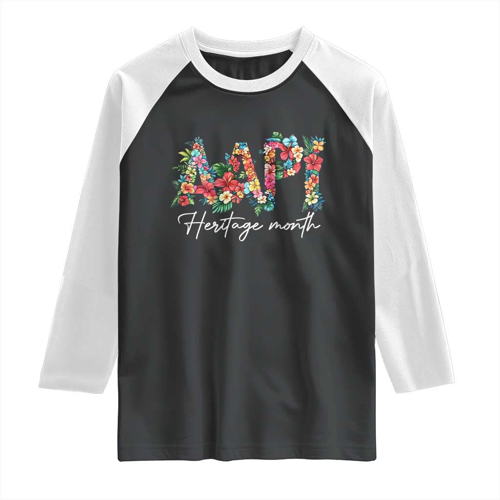 AAPI Heritage Month Raglan Shirt Retro Elegant Floral Asian American Pacific Islander