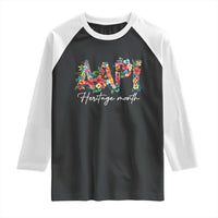 AAPI Heritage Month Raglan Shirt Retro Elegant Floral Asian American Pacific Islander