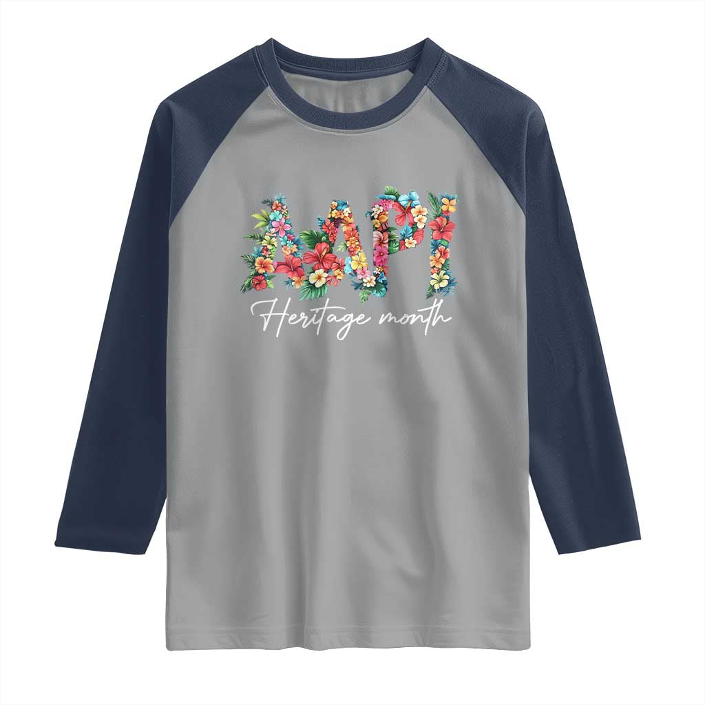 AAPI Heritage Month Raglan Shirt Retro Elegant Floral Asian American Pacific Islander
