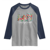 AAPI Heritage Month Raglan Shirt Retro Elegant Floral Asian American Pacific Islander
