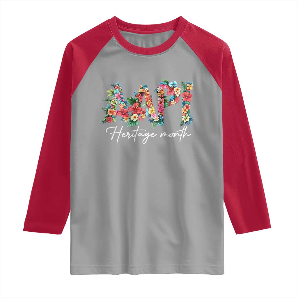AAPI Heritage Month Raglan Shirt Retro Elegant Floral Asian American Pacific Islander