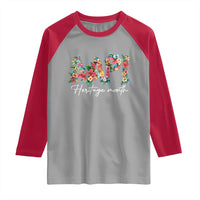 AAPI Heritage Month Raglan Shirt Retro Elegant Floral Asian American Pacific Islander
