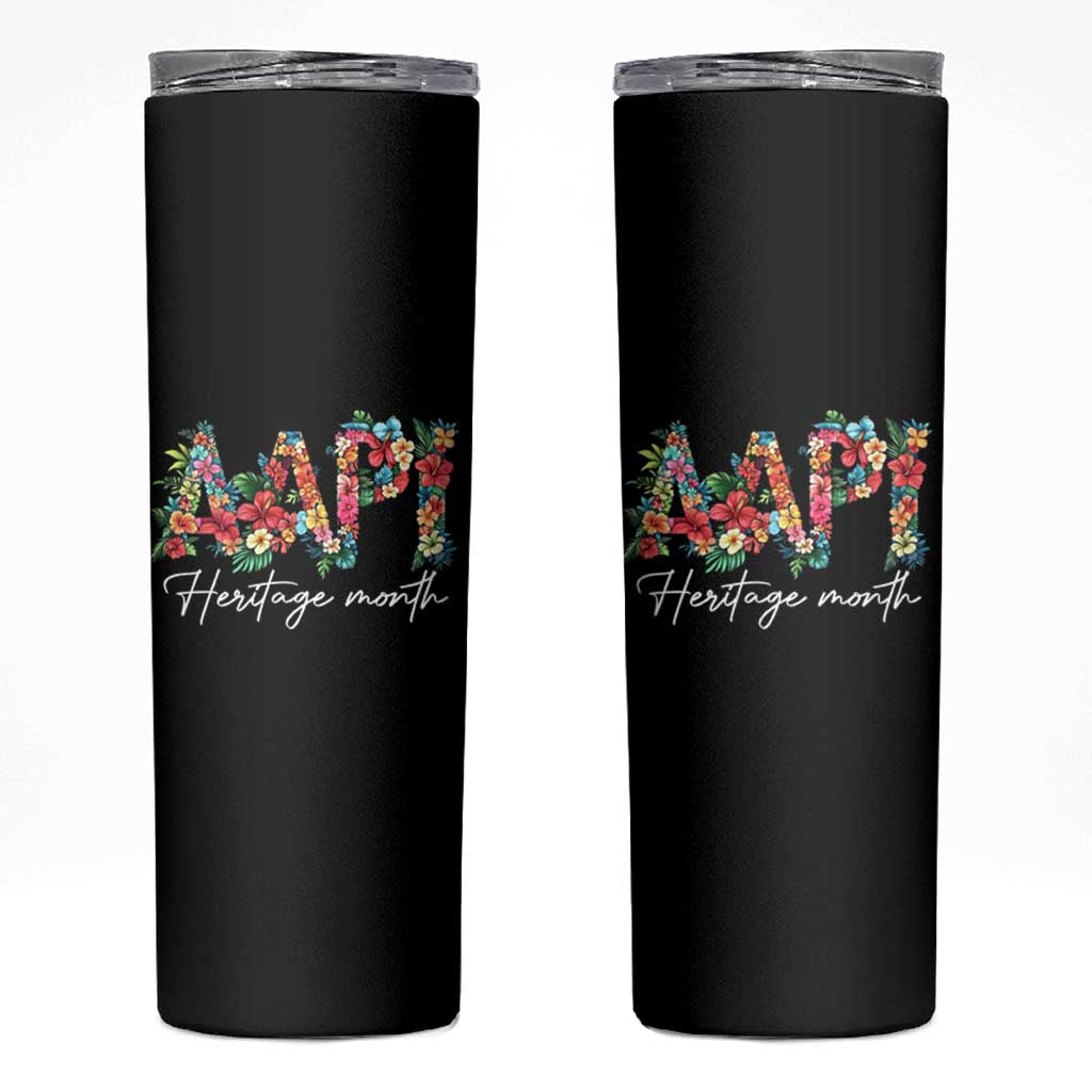AAPI Heritage Month Skinny Tumbler Retro Elegant Floral Asian American Pacific Islander