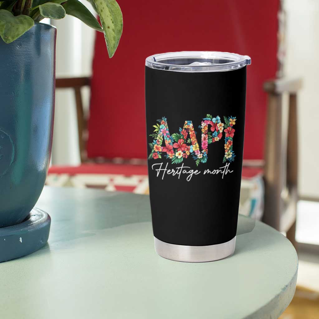 AAPI Heritage Month Tumbler Cup Retro Elegant Floral Asian American Pacific Islander