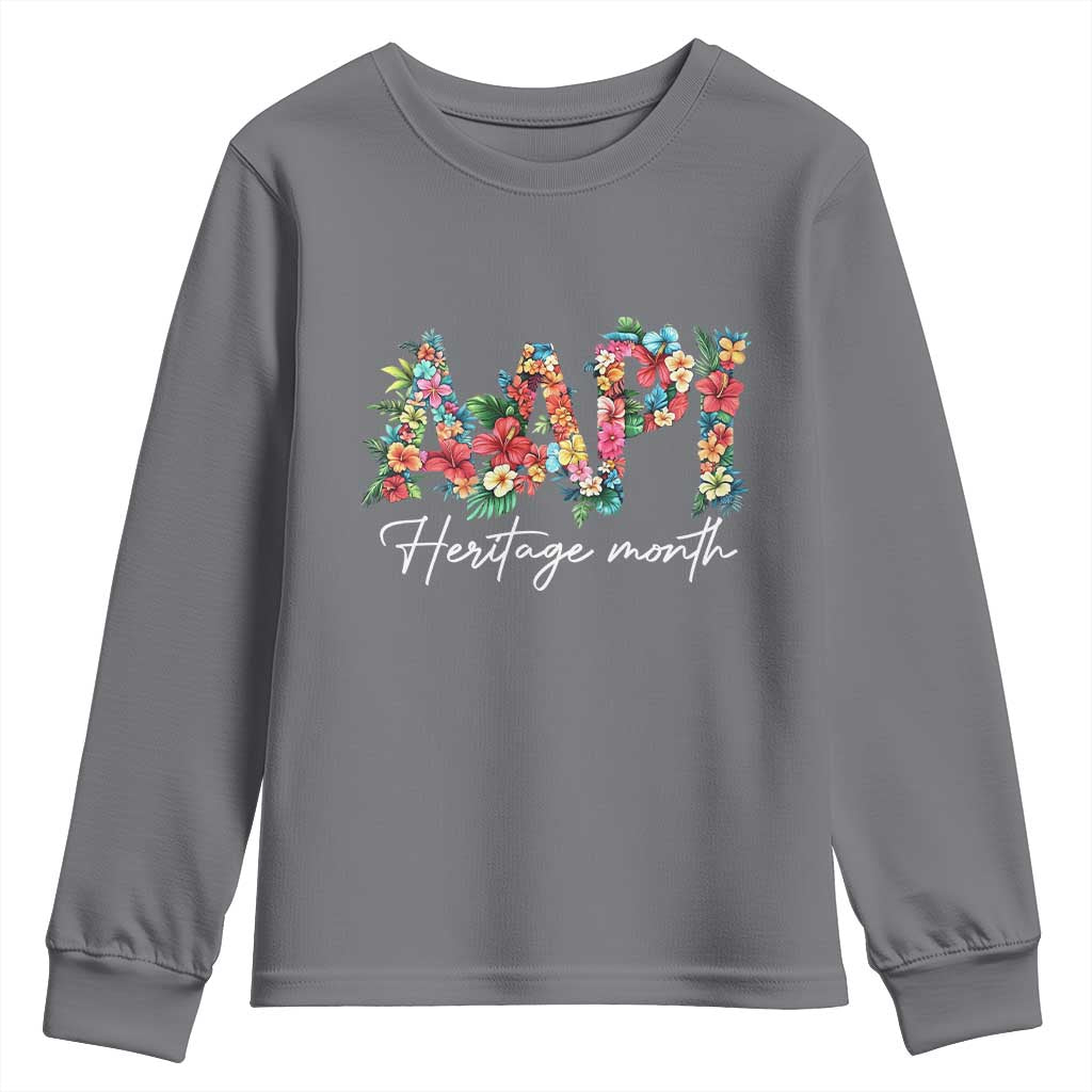AAPI Heritage Month Youth Sweatshirt Retro Elegant Floral Asian American Pacific Islander