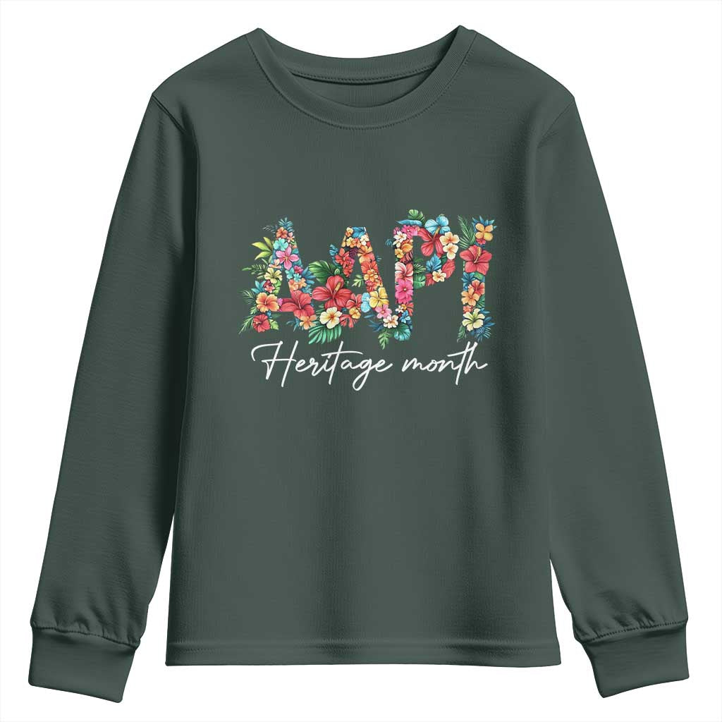 AAPI Heritage Month Youth Sweatshirt Retro Elegant Floral Asian American Pacific Islander