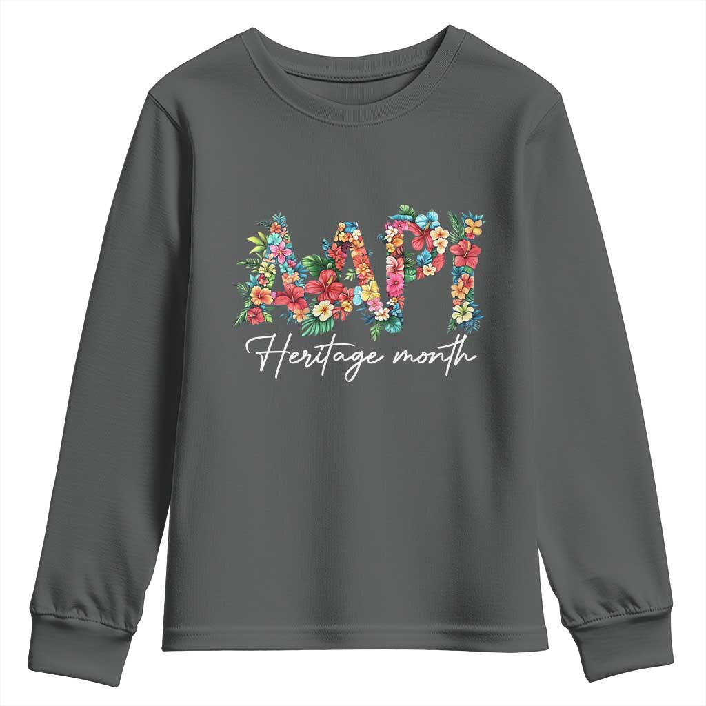 AAPI Heritage Month Youth Sweatshirt Retro Elegant Floral Asian American Pacific Islander