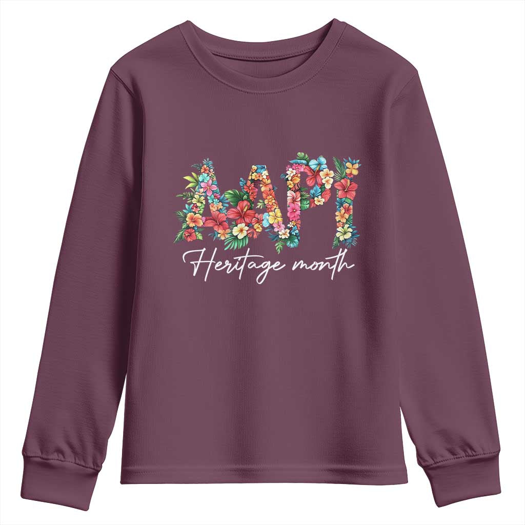 AAPI Heritage Month Youth Sweatshirt Retro Elegant Floral Asian American Pacific Islander