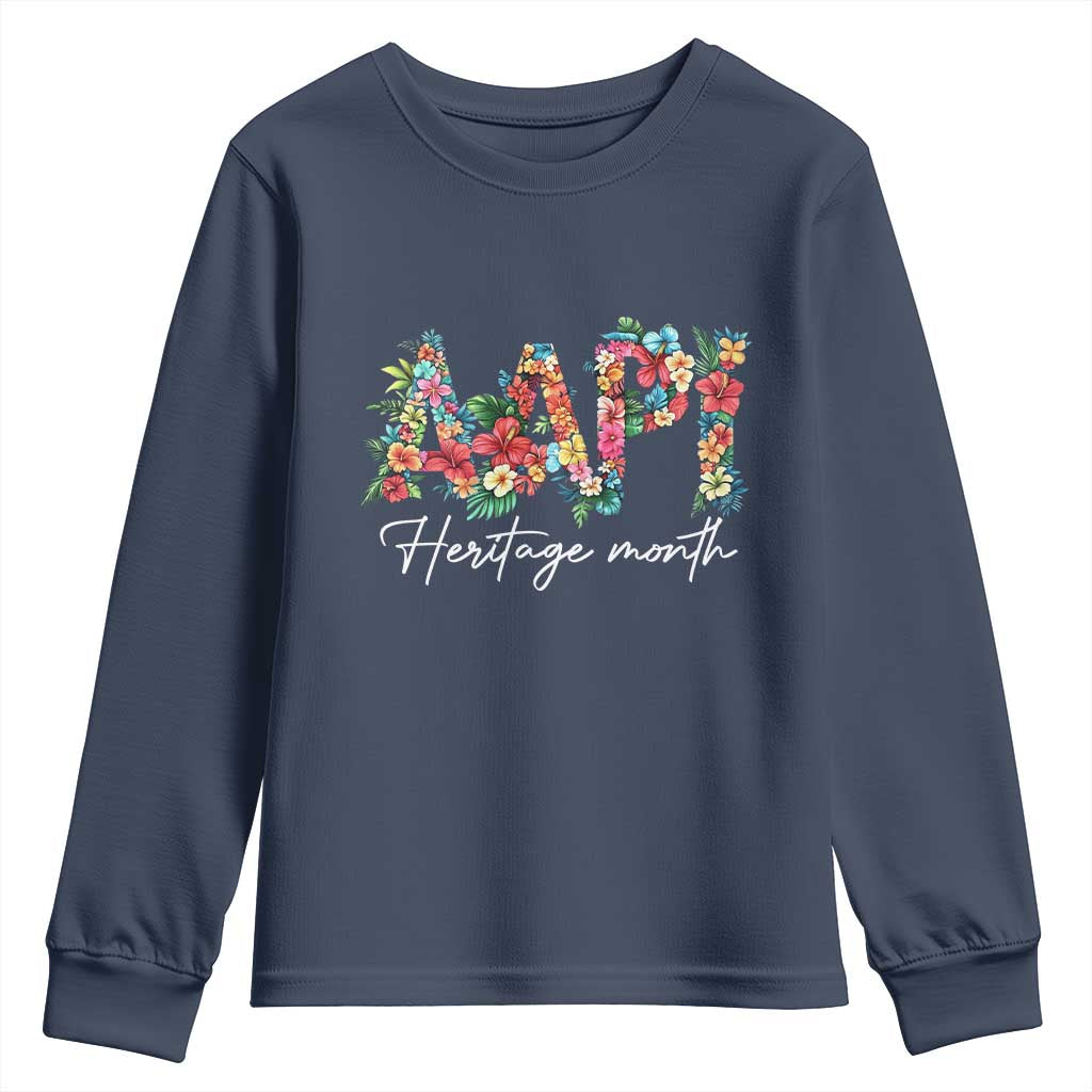 AAPI Heritage Month Youth Sweatshirt Retro Elegant Floral Asian American Pacific Islander