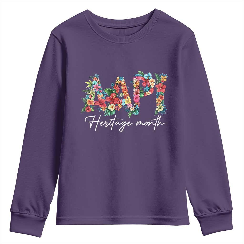 AAPI Heritage Month Youth Sweatshirt Retro Elegant Floral Asian American Pacific Islander