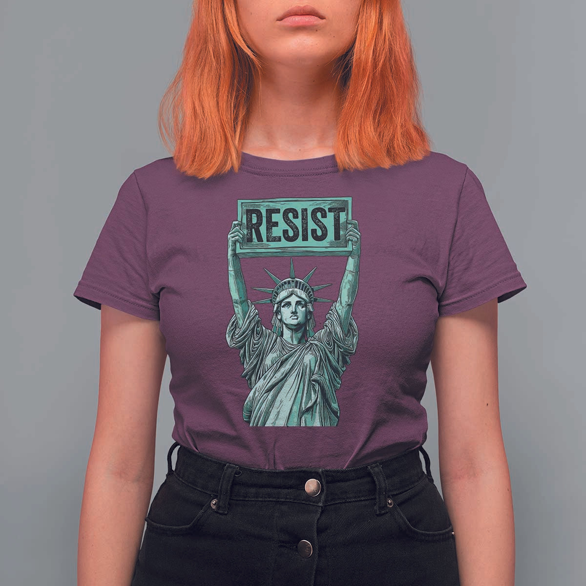 Statue of Liberty Resist T Shirt For Women Retro