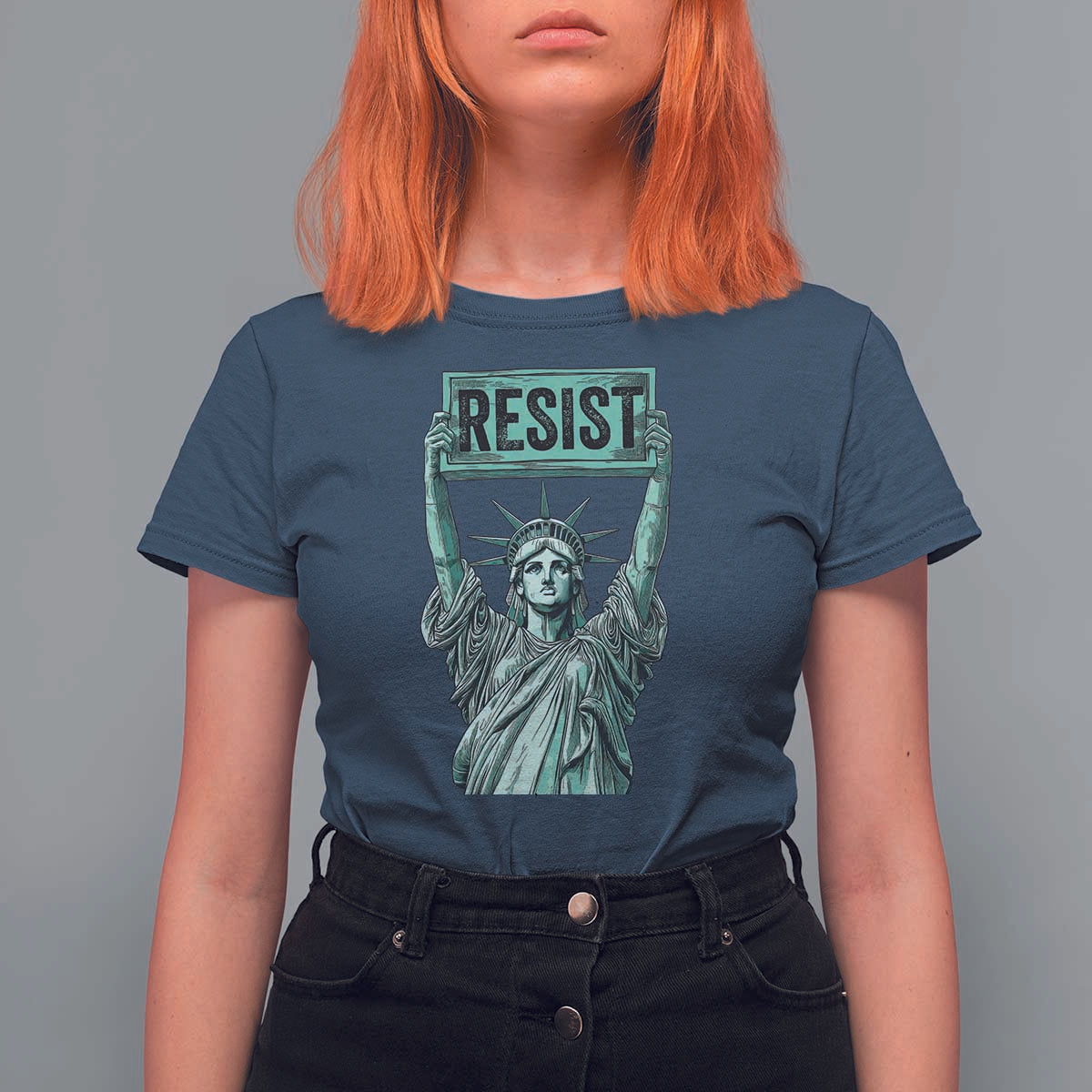 Statue of Liberty Resist T Shirt For Women Retro