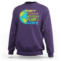 Earth Day Sweatshirt Save Bees Rescue Animals Recycle Plant Tree Planet Earth Day - Wonder Print Shop