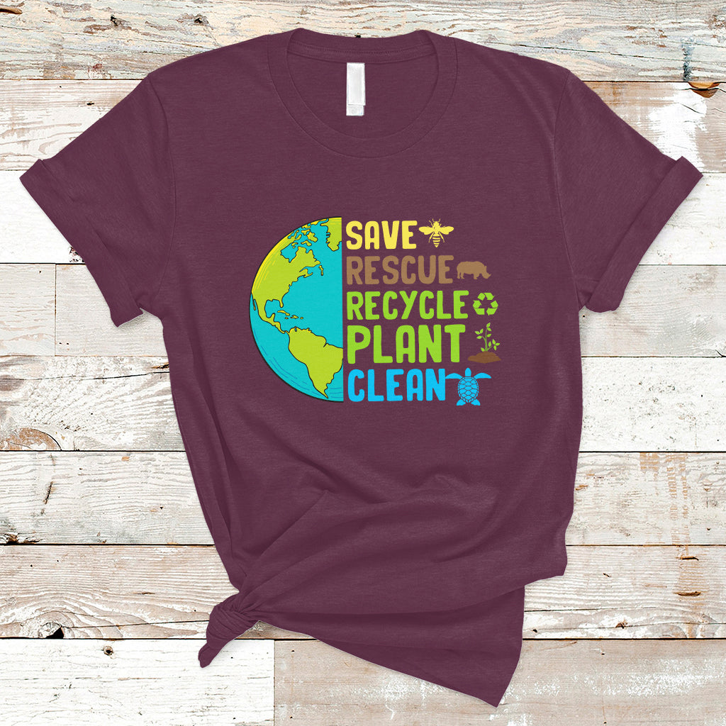 Earth Day T Shirt Save Bees Rescue Animals Recycle Plant Tree Planet Earth Day - Wonder Print Shop