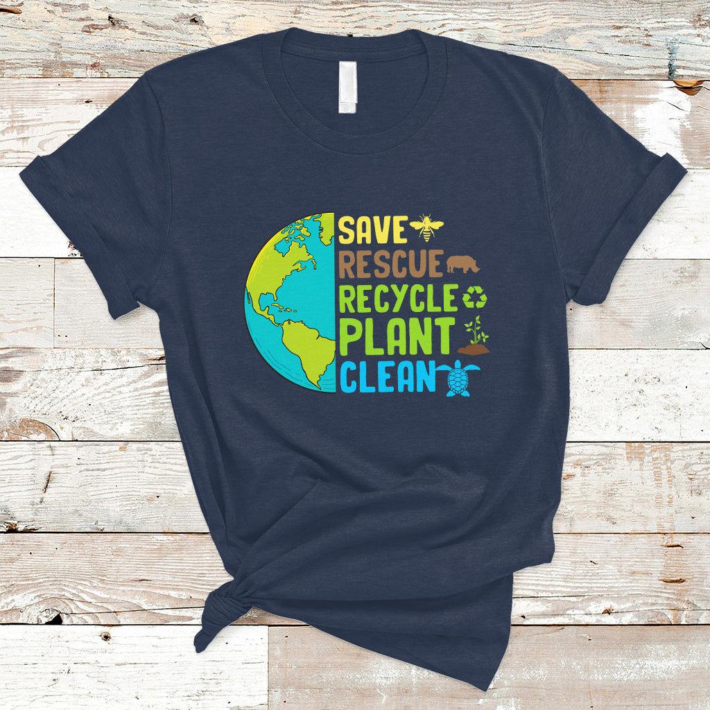 Earth Day T Shirt Save Bees Rescue Animals Recycle Plant Tree Planet Earth Day - Wonder Print Shop